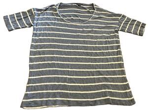 Lafayette 148 New York Striped Knit Crew Neck 3/4 Sleeve Top Petites PS